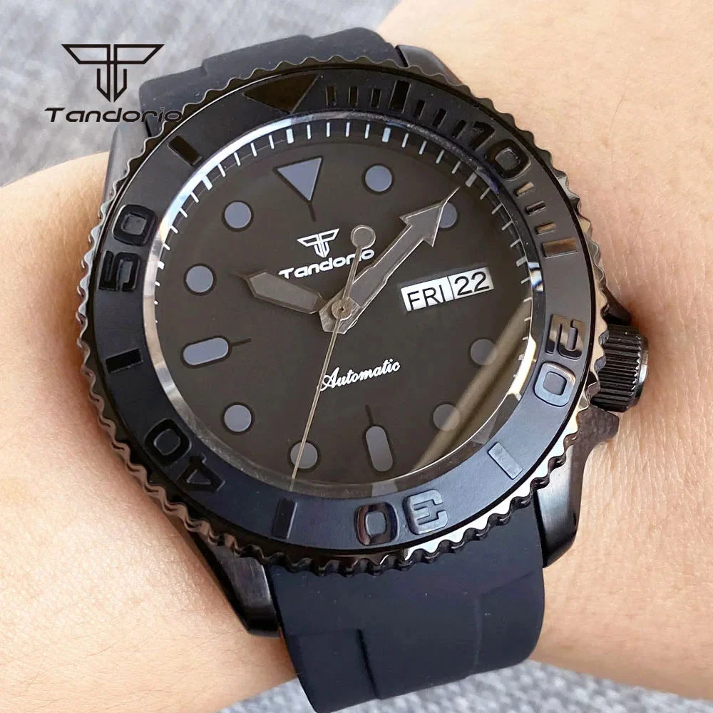 Tandorio Yacht Master Black Pvd Domed Sapphire Skx007 Style NH36 20atm 120 Clicks 41MM 14:100013777#no logo-band 1 41 mm kol saati