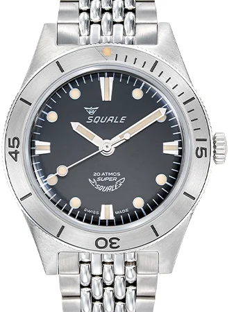 Squale Super- Sunray Black - Bracelet SUPERSSBK.AC/SQ 45 mm kol saati