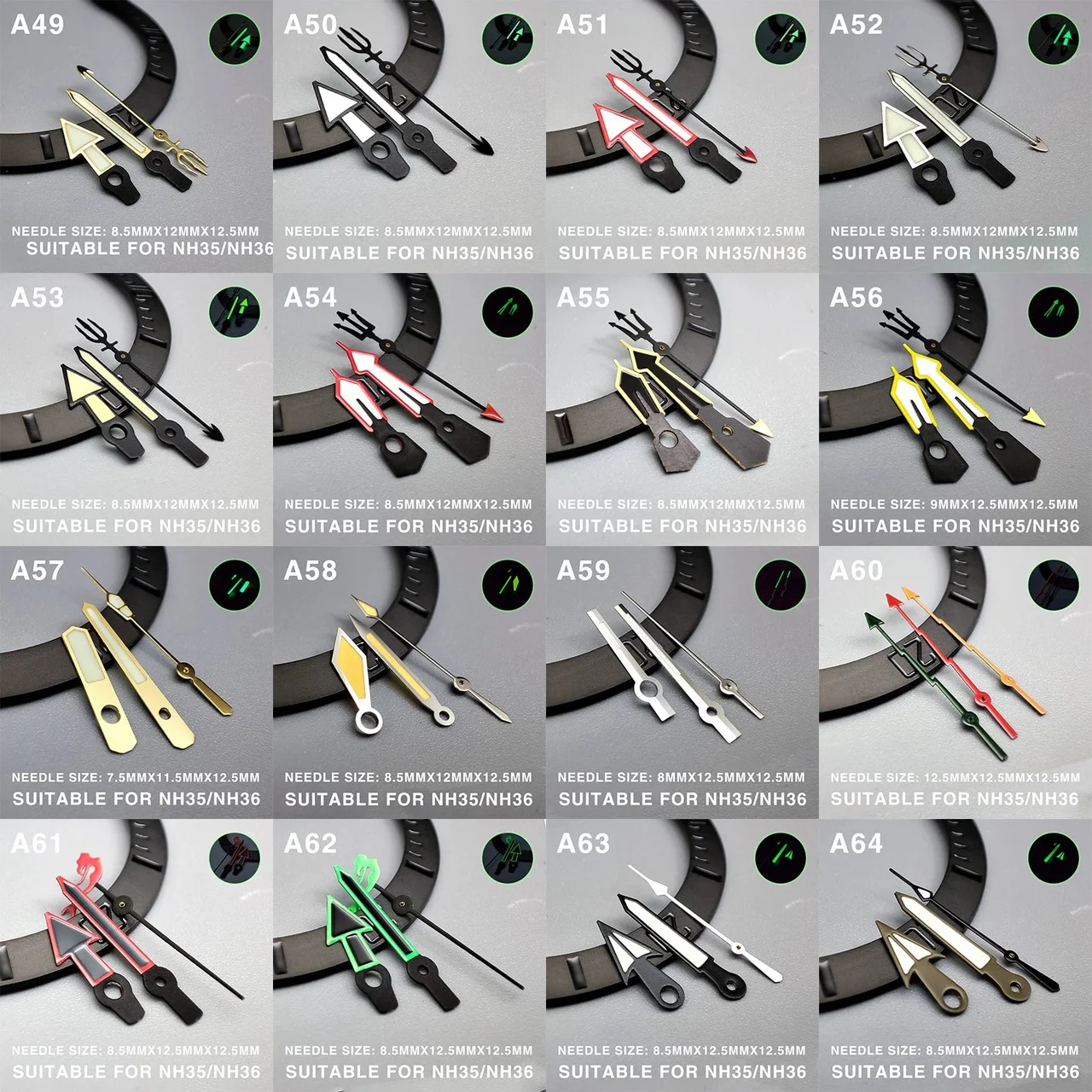 Tandorio Modified watch hands luminous watch accessories suitable for NH35/36/34 38 4R movements 4891611113781 kol saati