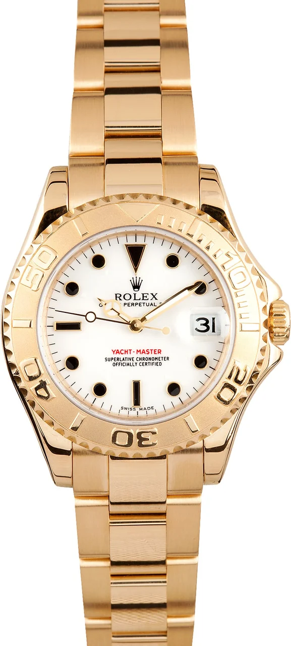 Rolex Yellow Gold Yachtmaster 168628 35 mm kol saati