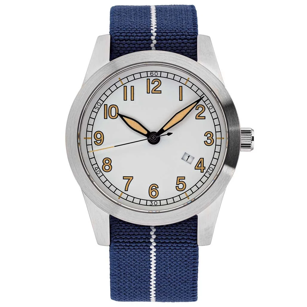 Islander USA Assembled Ameriquartz Field Watch with 40mm Stainless Steel Case and AR Sapphire Crystal #ISL-75 40 mm kol saati