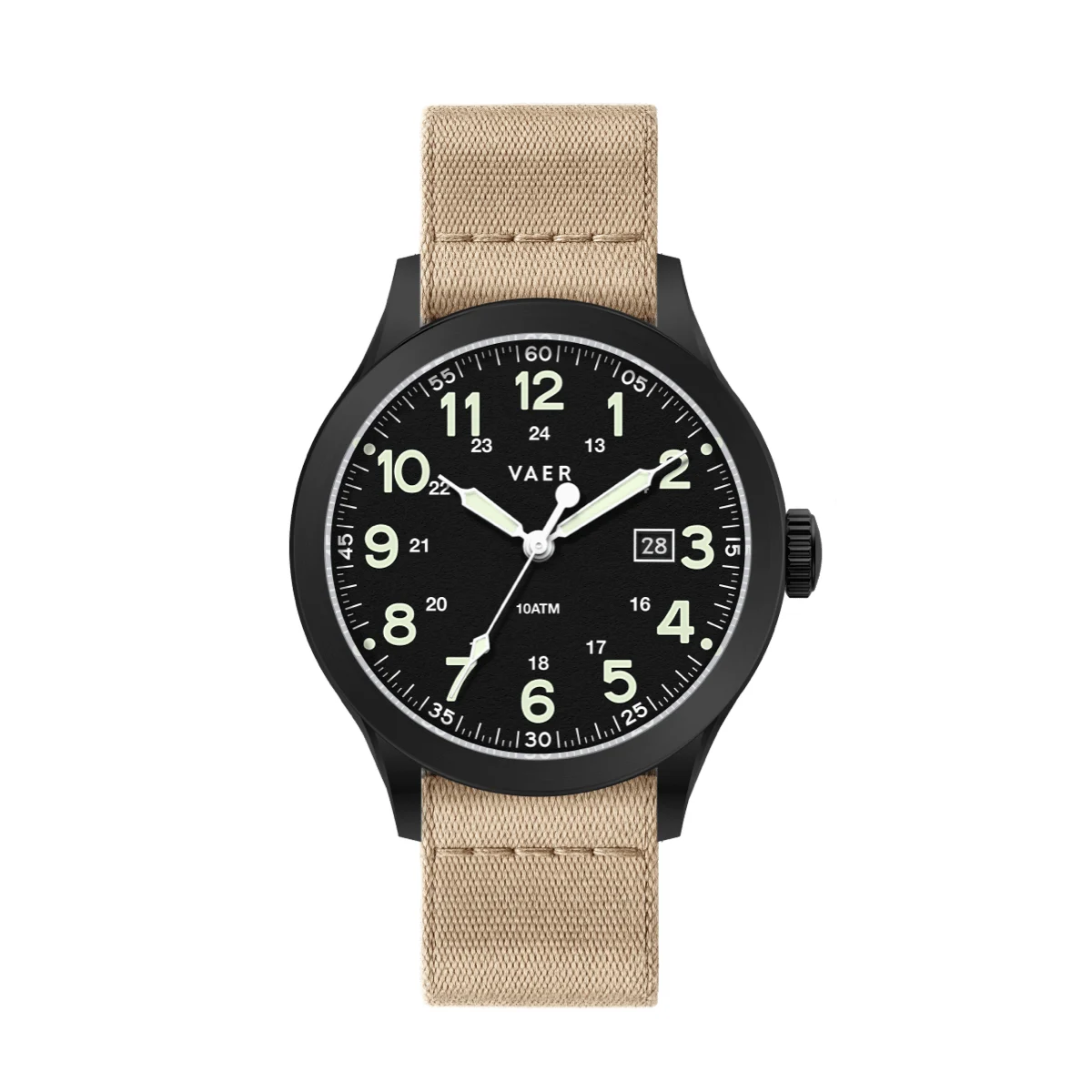 Vaer S5-TF42-SIL20PVDBLK-NY20PVDKHA 42 mm kol saati