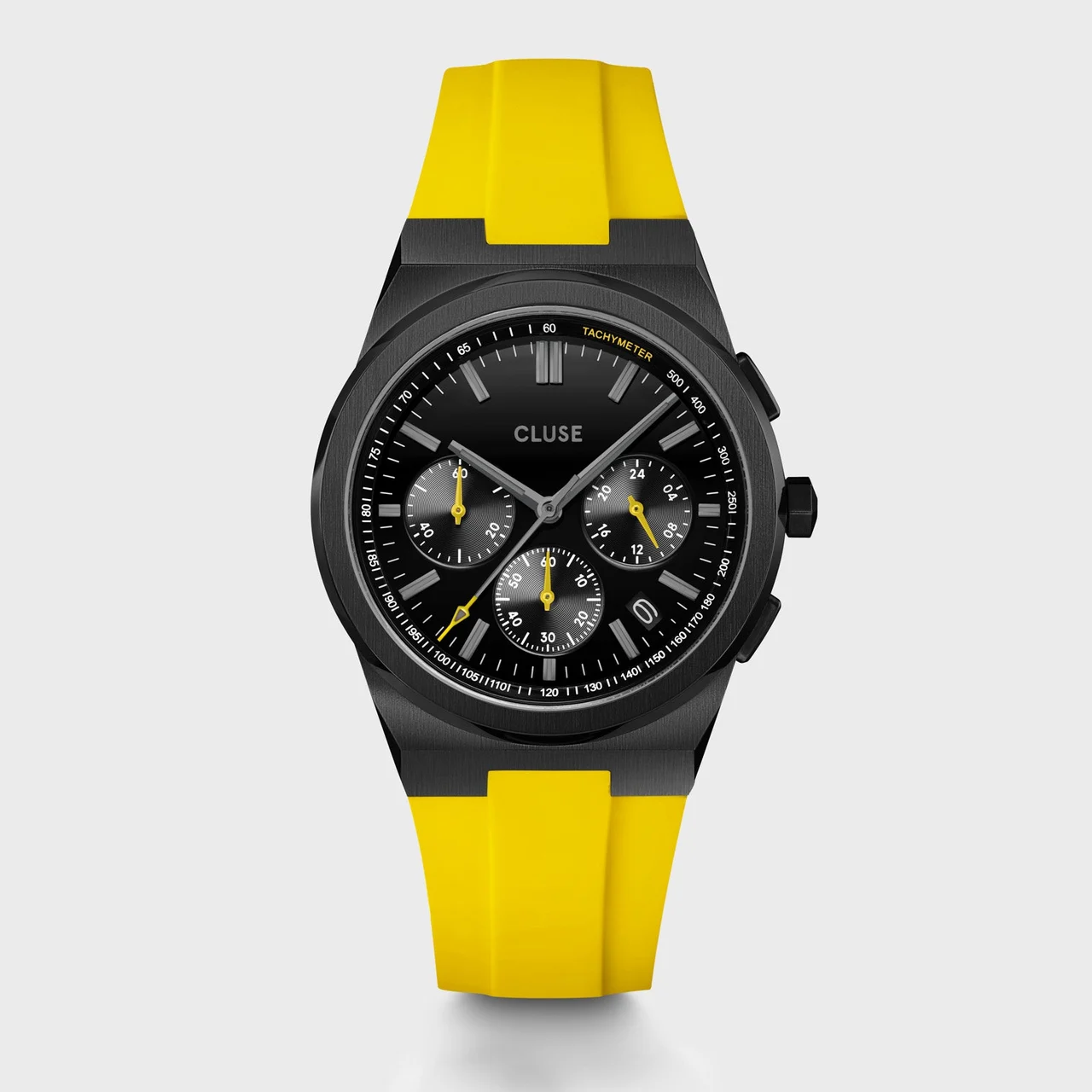CLUSE Vigoureux Chrono Watch Silicone Yellow, Black Colour CW20809 40 mm kol saati