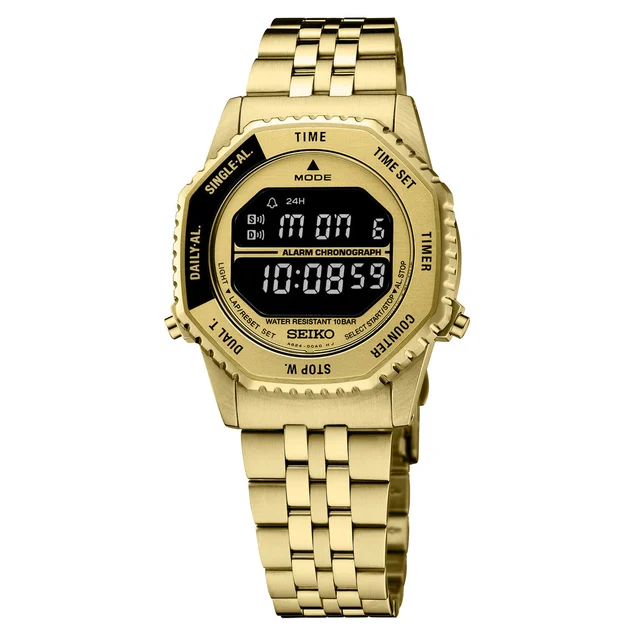 Seiko Rotocall Retro Digital Goldtone Watch #HFL003 kol saati