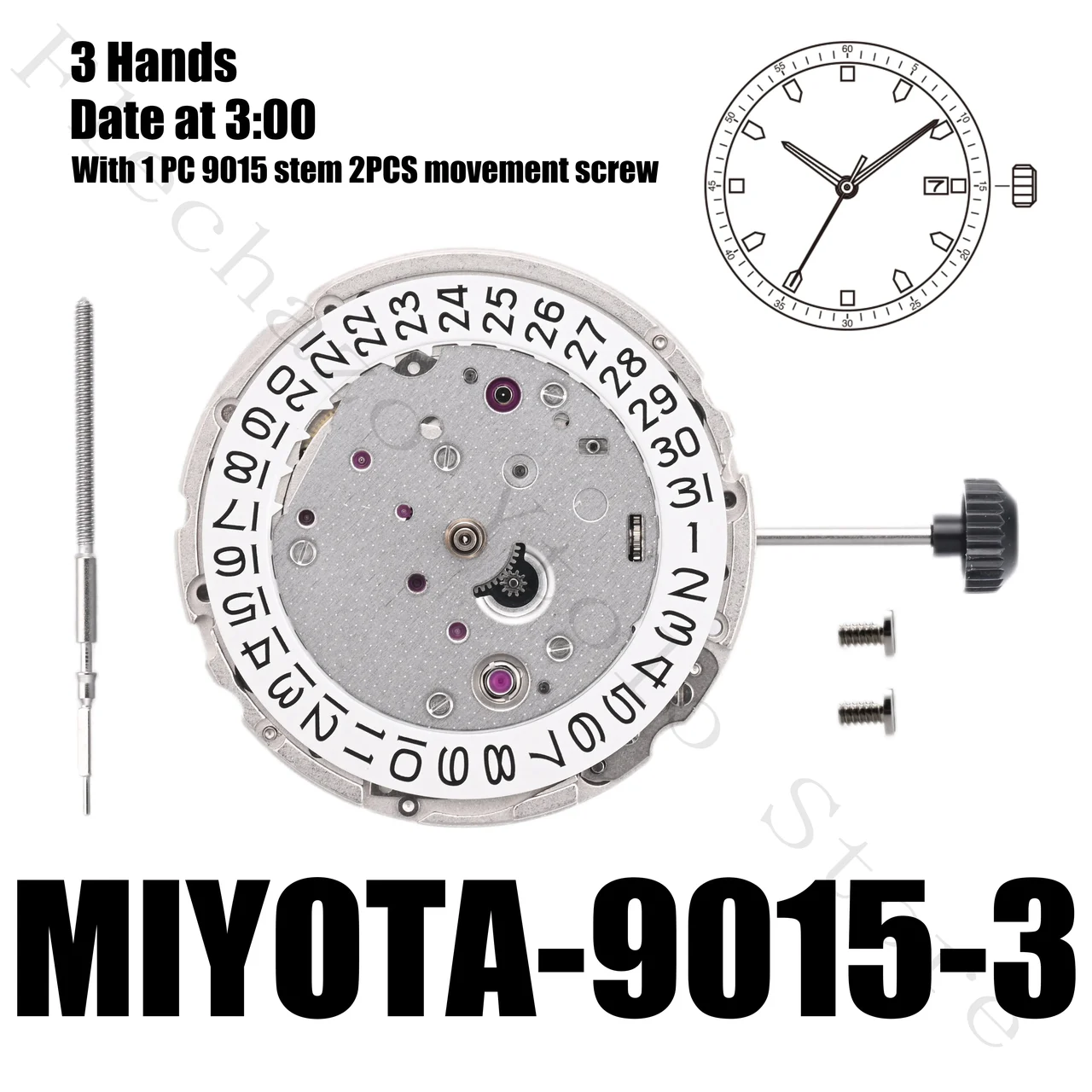 Tandorio Genuine 9015 Movement Japanese Miyota 9015 Movement 14:173#Date at 3 kol saati