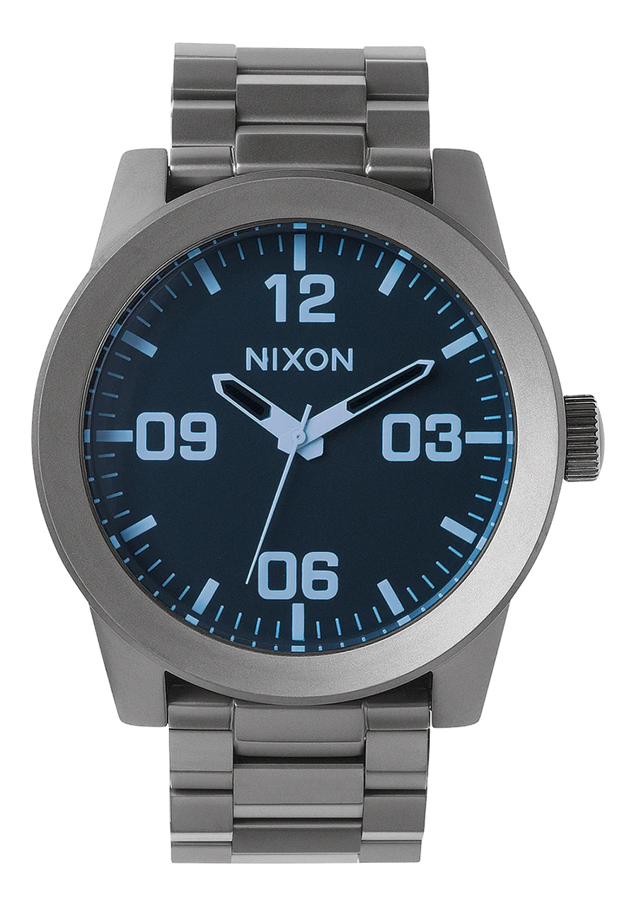 Nixon US Corporal Stainless Steel - Gunmetal / Blue Crystal A346-1427-00 48 mm kol saati