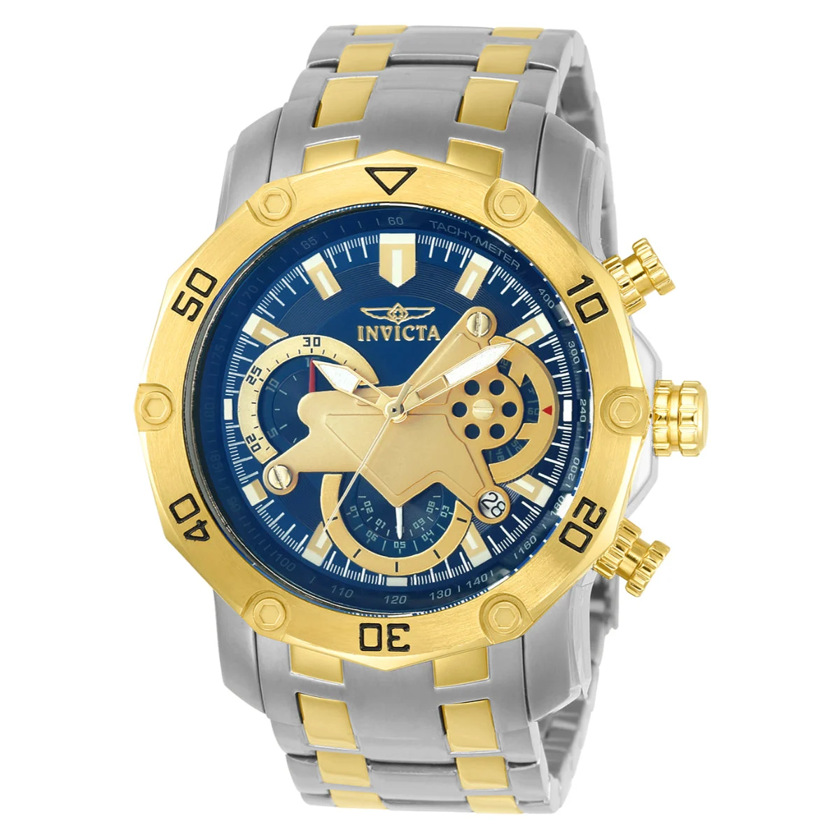Invicta Pro Diver SCUBA Watch - 50mm, Steel, Gold (ZG-22762) 50 mm kol saati