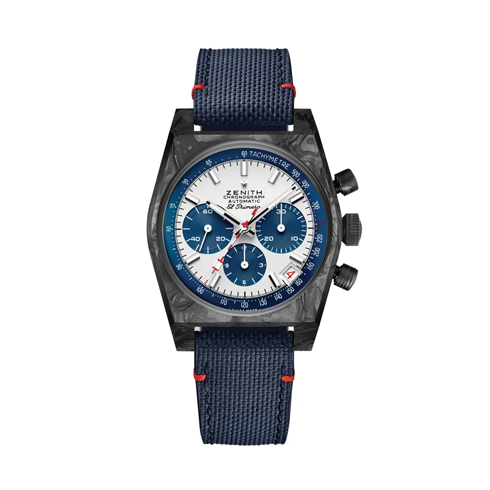Zenith Chronomaster Revival Liberty II Limited Edition Black Carbon 37mm - White on Rubber Strap 10.US384.400/69.C823 37 mm kol saati