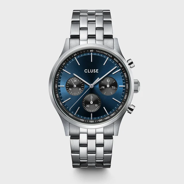CLUSE Anthéor Multifunction Watch Steel Blue and Black, Silver Colour CW21008 kol saati