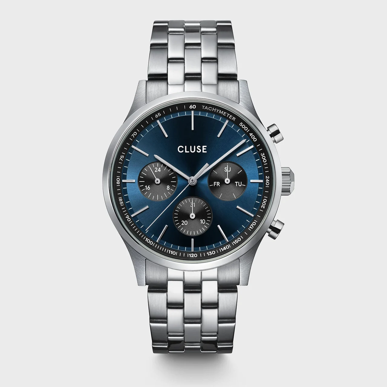 CLUSE Anthéor Multifunction Watch Steel Blue and Black, Silver Colour CW21008 42 mm kol saati