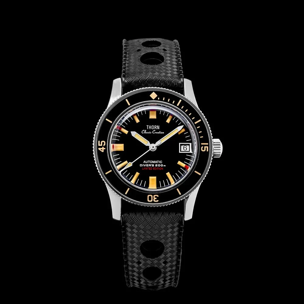 Cronos Watch Store Thorn 38mm Titanium 50-Fathoms Dive Watch 西溜-T006 - 钛五十寻-梭子鱼 38 mm kol saati