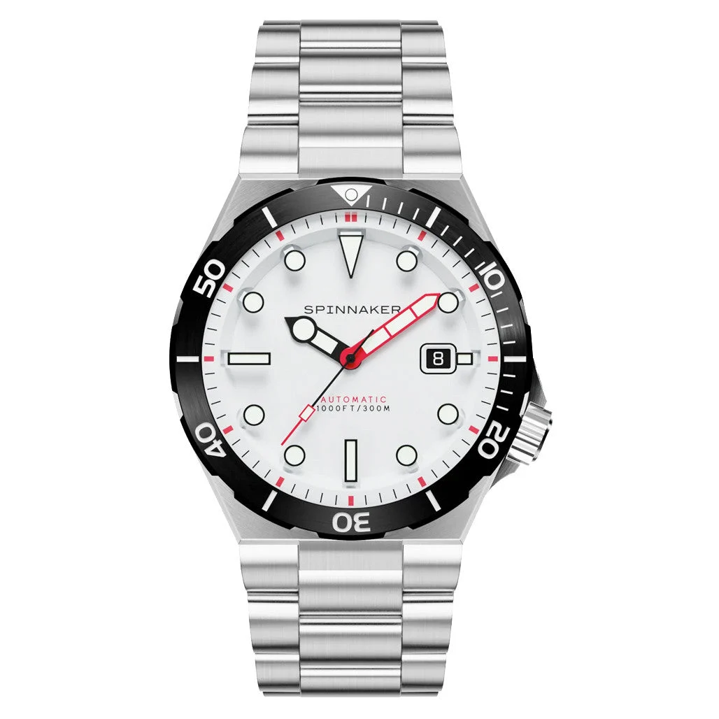Spinnaker Hi-Beat Boettger Dive Watch with Blizzard White Dial #SP-5083-CC 42 mm kol saati