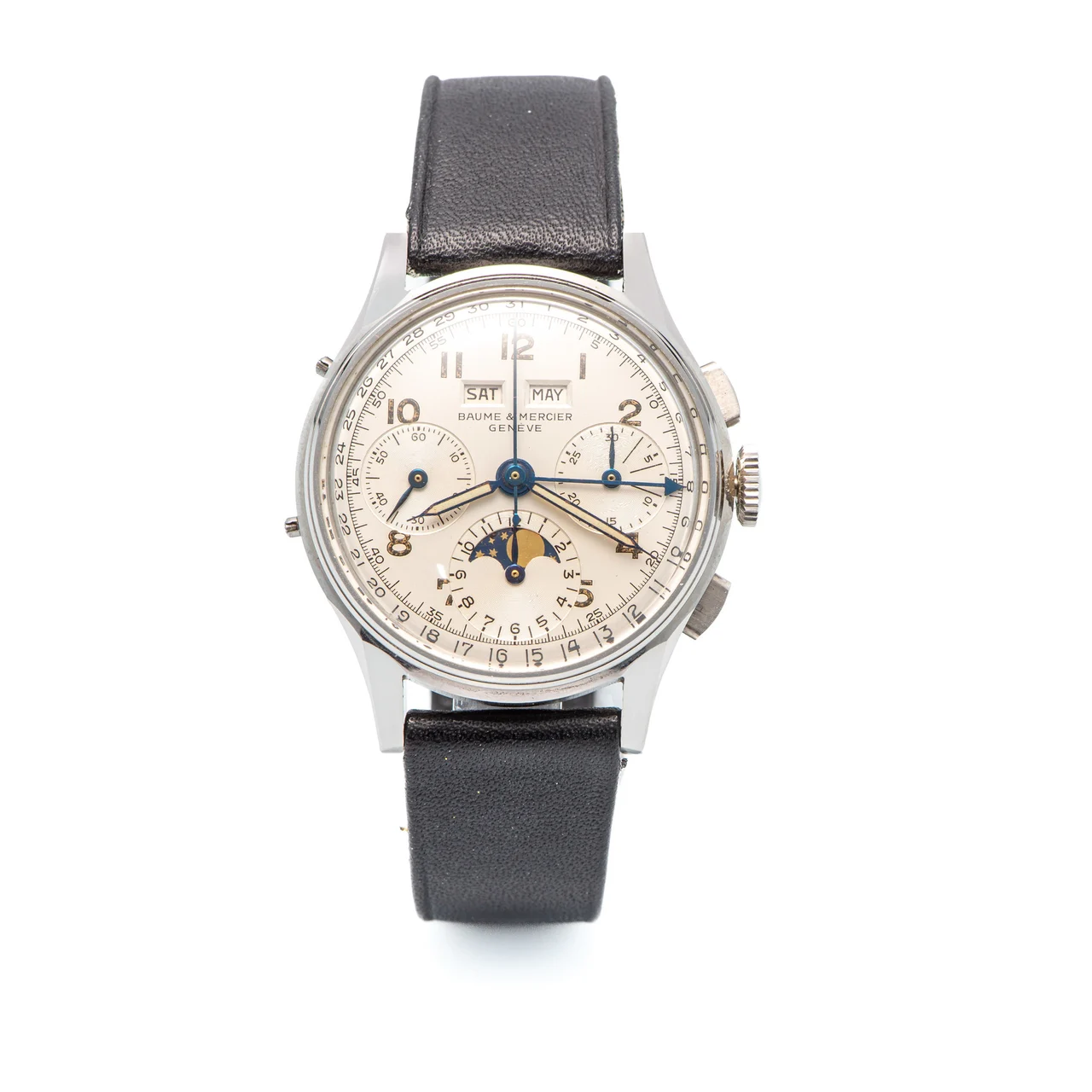 Baume & Mercier Ref. 1919, Chronograph, Triple calendar, Astronomic, Stainless-steel kol saati