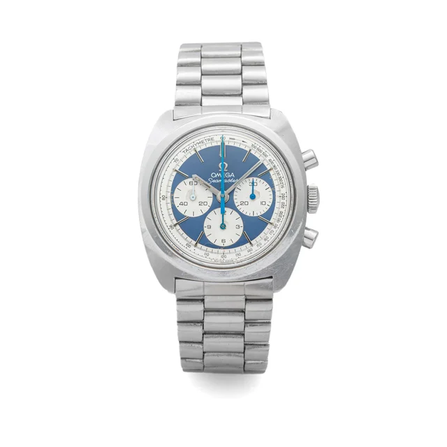 OMEGA Ref. 145.029, chronograph, minute and hour counters, blue dial; “Seamaster”; stainle
