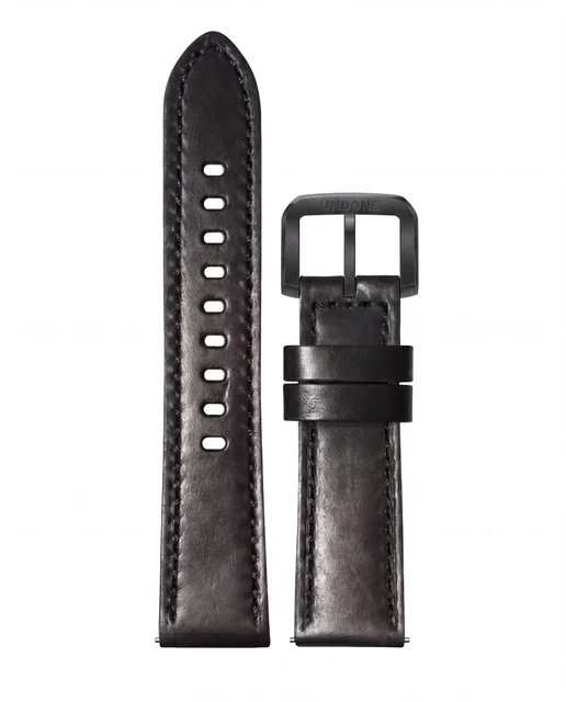 UNDONE 22mm-leather-black 22mm-leather-black-black-black kol saati