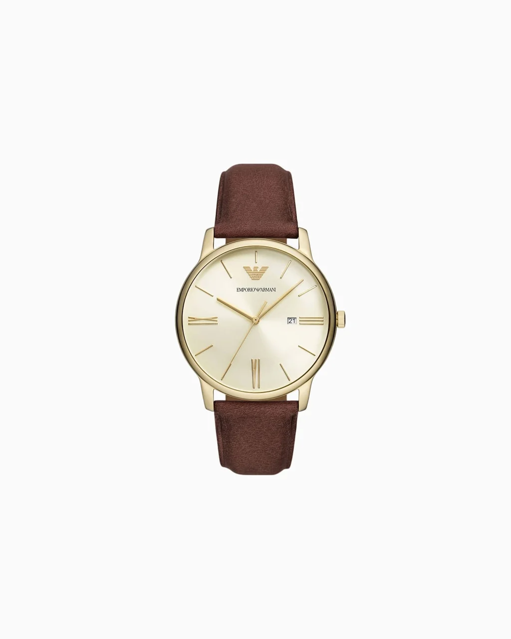 Emporio Armani Three-Hand Date Brown Leather Watch AR11610 42 mm kol saati