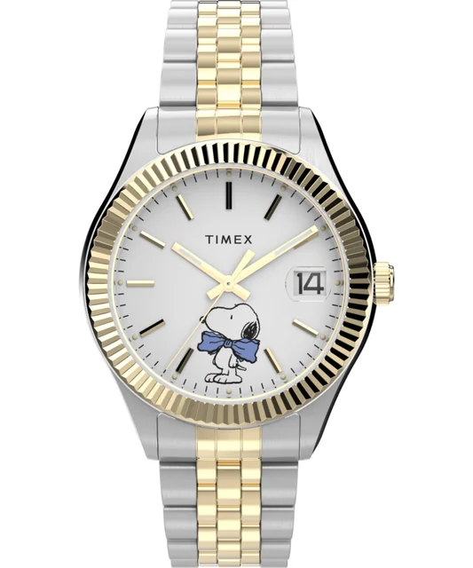 Timex Peanuts® x Legacy Bowtie 34mm Stainless Steel Bracelet Watch TW2Y11100 kol saati