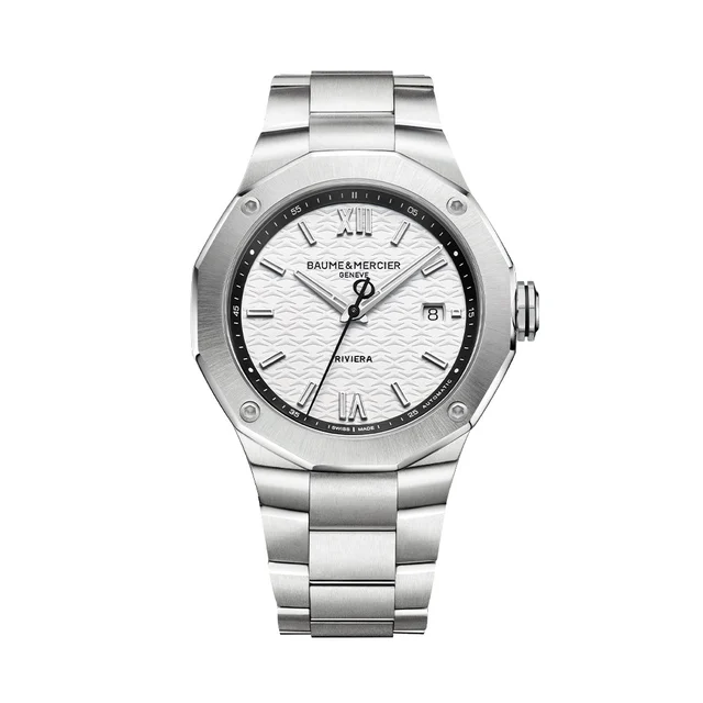 Baume Et Mercier Riviera 10829 Automatic Date 42mm - White on Bracelet M0A10829 kol saati