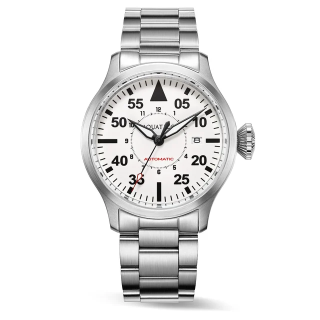 AQUATICO Horizon Hawk Full Lume White Dial Automatic Pilot Watch kol saati