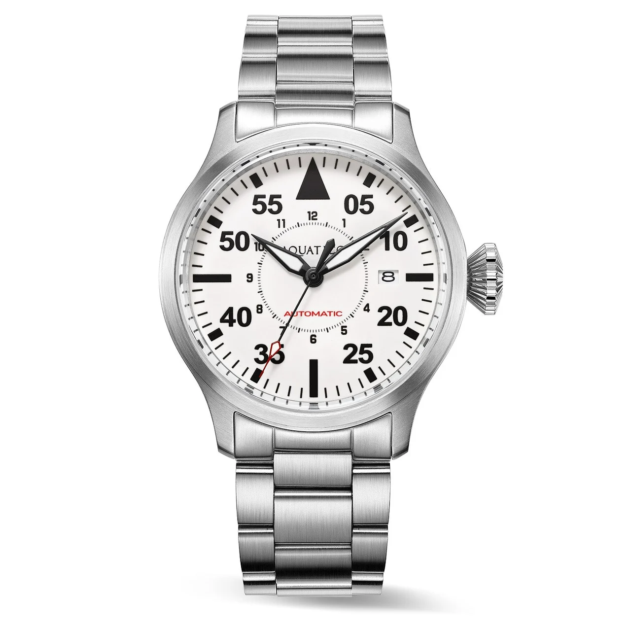 AQUATICO Horizon Hawk Full Lume White Dial Automatic Pilot Watch 43 mm kol saati