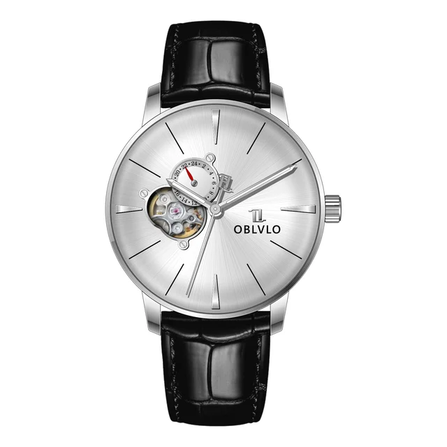OBLVLO With Automatic Watch,white Dial NW-YR NW Series,40mm,Leather With Automatic Watch,w