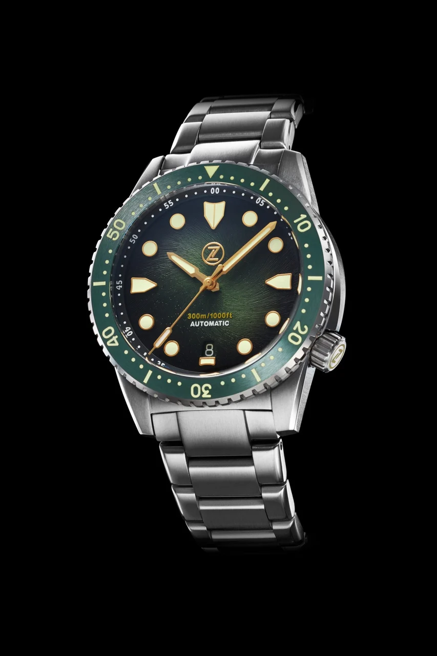 Zelos Mako V3 300m Ti 'Antique Green' 20 mm kol saati