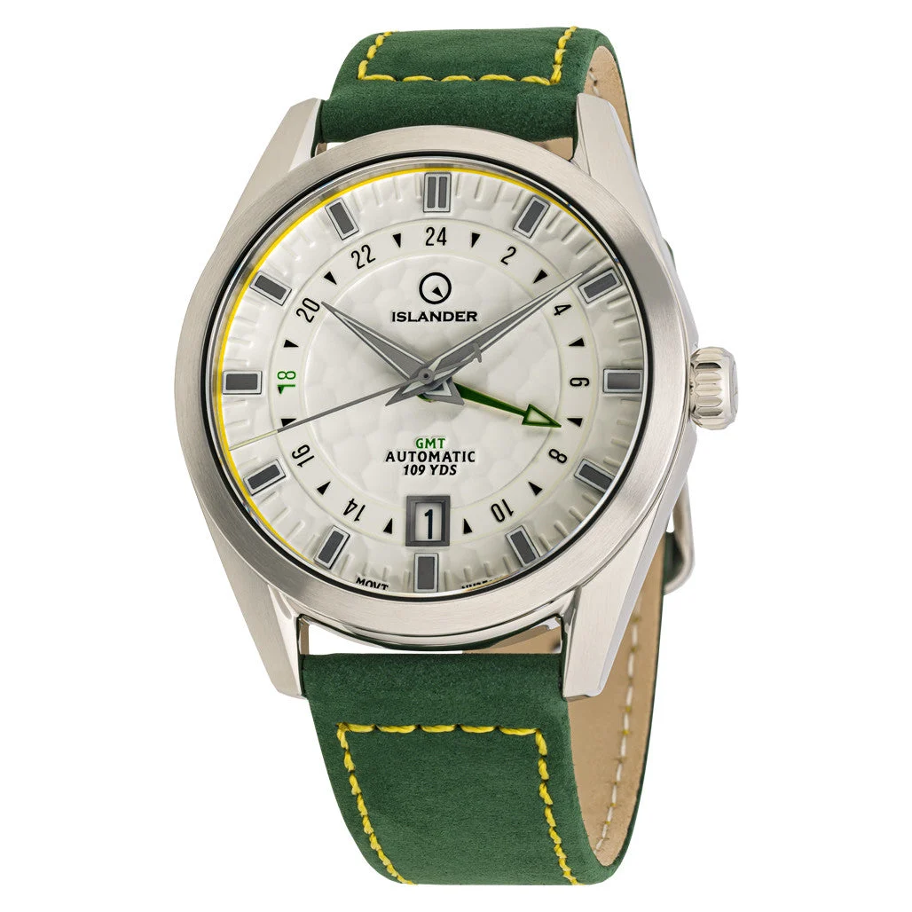 Islander Melville GMT with White "Golf Ball" Hammer Dial #ISL-211 47.5 mm kol saati