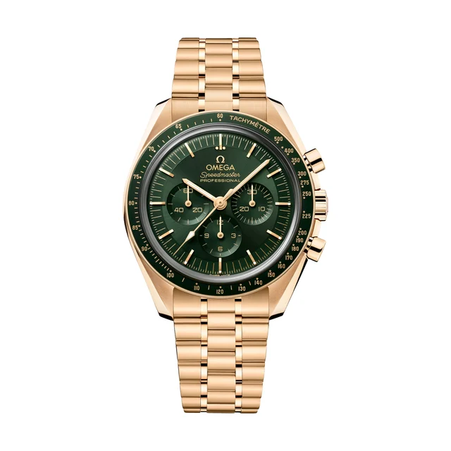 OMEGA Speedmaster Moonwatch Professional Moonshine Gold 42mm - Green on Bracelet O31060425
