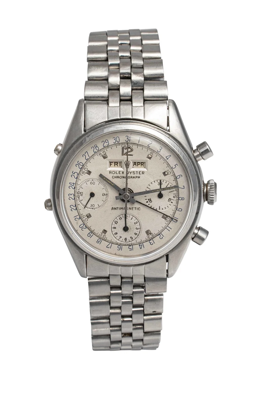 Rolex ROLEX REF. 4767 "JEAN CLAUDE KILLY" CHRONOGRAPH STEEL Very fine and extremely rare, water-resistant, anti-magnetic, steel wristwatch. kol saati