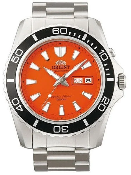 Orient Orange Dial Mako XL Automatic Dive Watch on a Bracelet #EM75001M kol saati