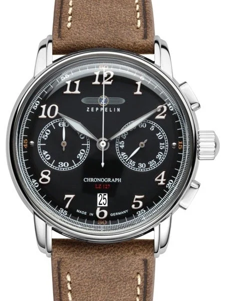 Graf Zeppelin Quartz Chronograph Watch with Black Dial #8678-2 kol saati