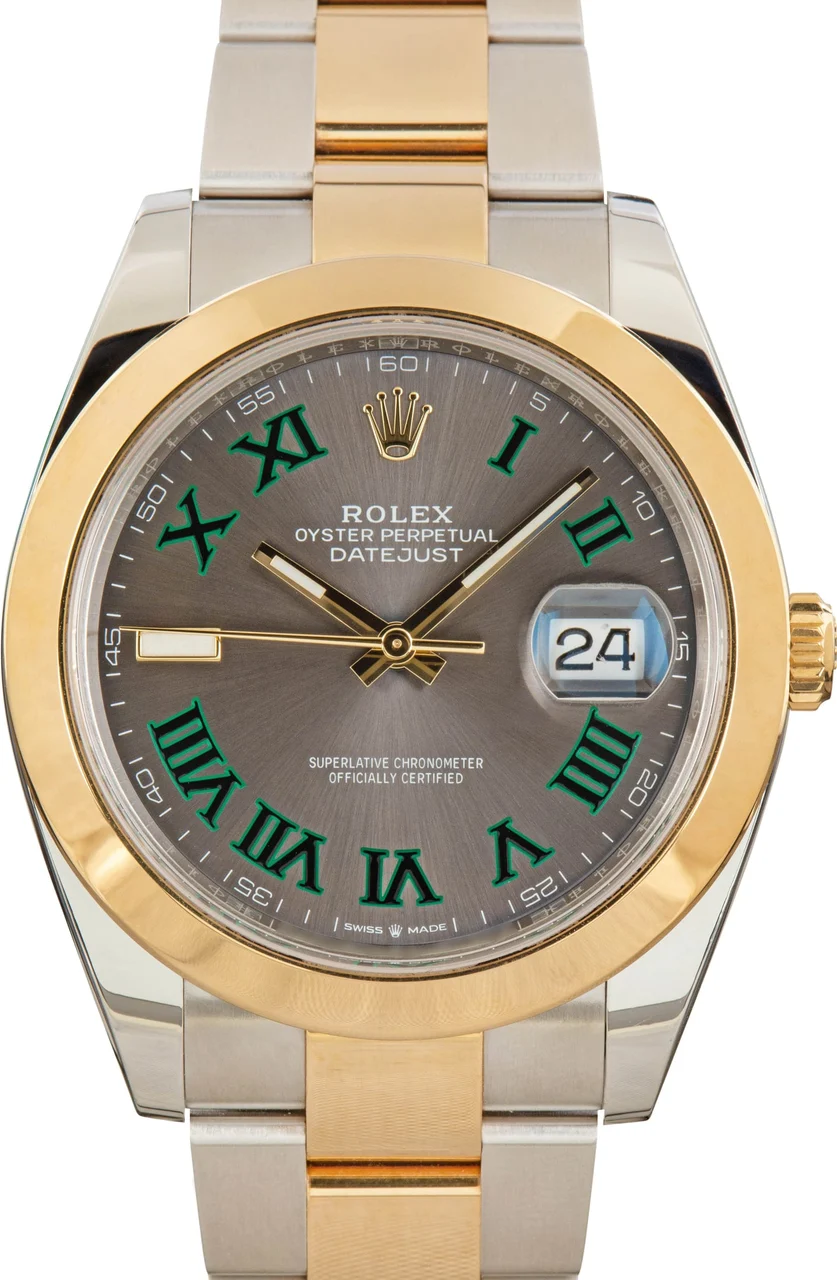 Rolex ROLEX REF. 126303, SELF-WINDING, CENTRE-SECONDS, DATE, GREY "WIMBLEDON" DIAL, "OYSTER" BRACELET; "DATEJUST"; STAINLESS STEEL AND YELLOW GOLD 41 mm kol saati