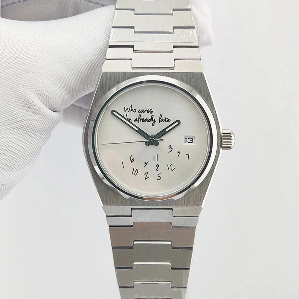 Tandorio Special Dial PRX Watch TMI nh35 Who cares i'm already late Sapphire 40MM 5Bar Dress 14:200005100#NO LOGO 40 mm kol saati