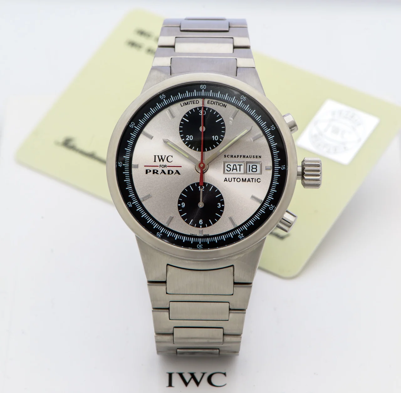 Iwc For Prada IWC FOR PRADA REF. 3708 CHRONOGRAPH STEEL LIMITED kol saati
