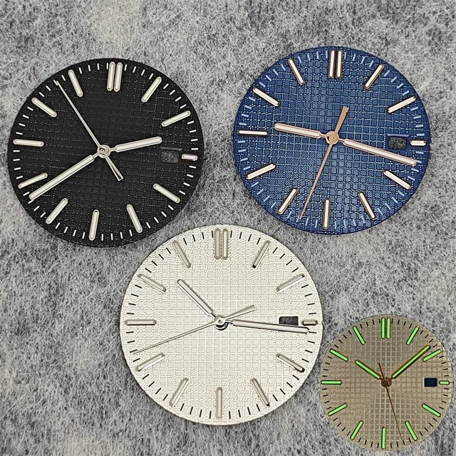 Tandorio Watch Dial + watch Hands complete set Green Luminous Dial Replacement Accessories