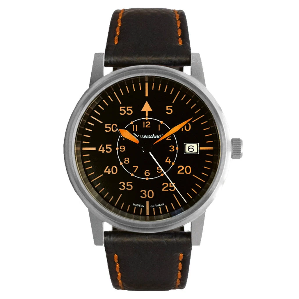 Messerschmitt Black and Orange Type-B Aviator Watch #ME-385OPL 38.5 mm kol saati