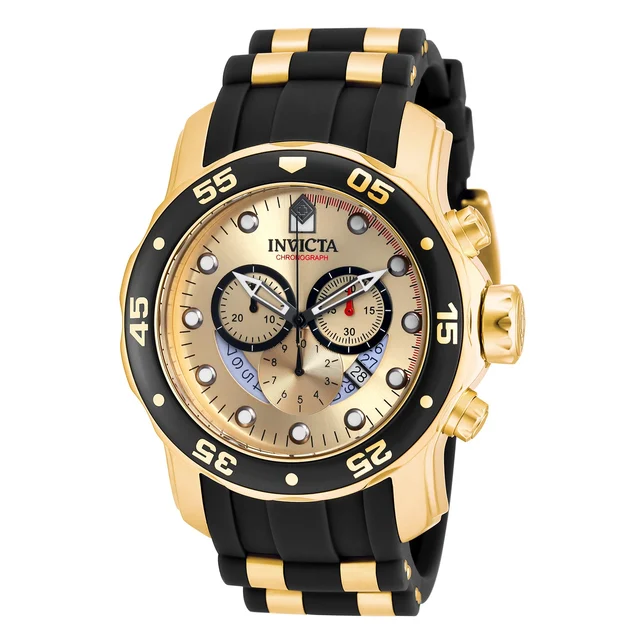 Invicta Pro Diver SCUBA Watch - 48mm. Gold, Black (17566) kol saati