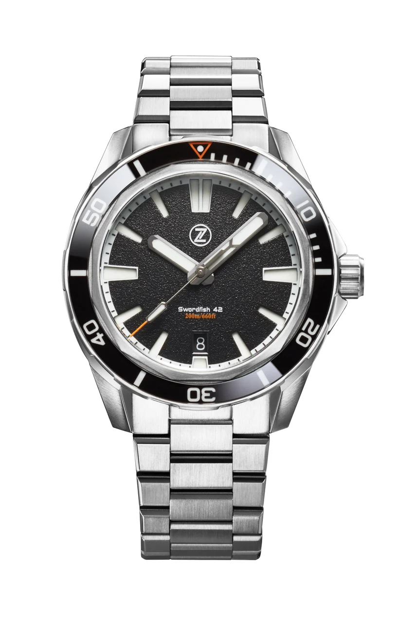 Zelos Swordfish 42mm SS 'Black Sand' 42 mm kol saati
