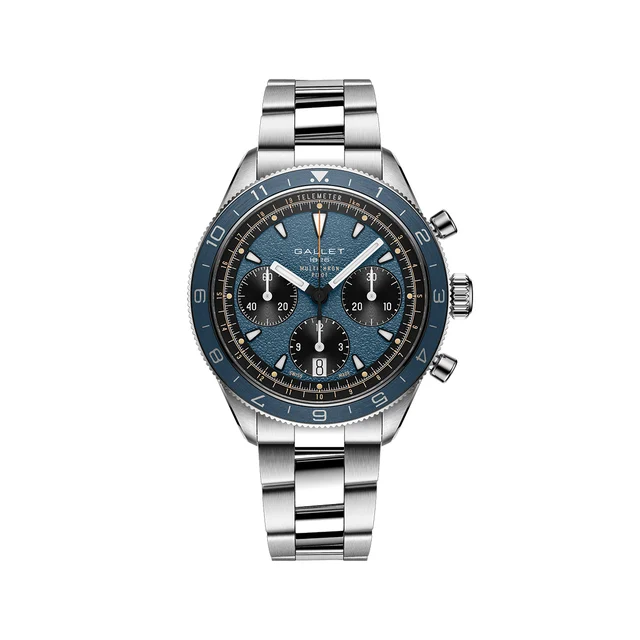 Gallet Multichron Pilot Chronograph 42mm - Blue on Bracelet AG2303171C1A1 kol saati