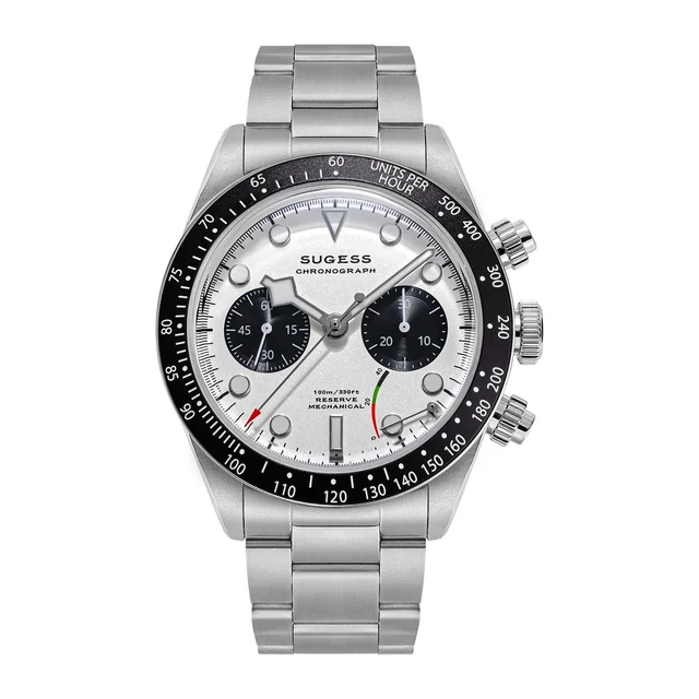 Sugess Chrono Heritage S457 Chronograph Power Reserve White Panda D kol saati