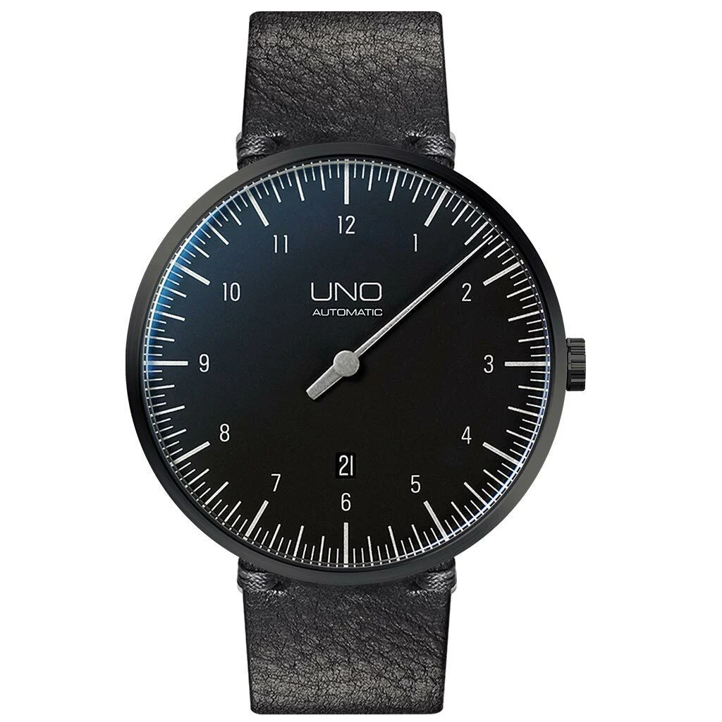Botta UNO one hand 12-hour Swiss automatic watch with 44mm Black PVD SS case #819010BE 44 mm kol saati
