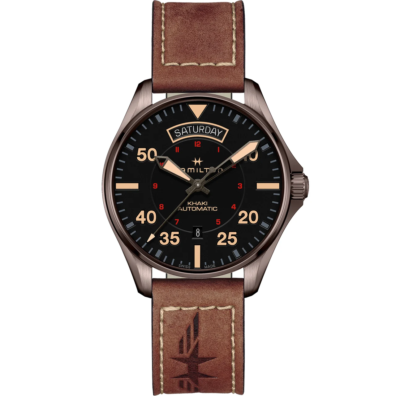 Hamilton Khaki Aviation Day Date Auto H64605531 42 mm kol saati