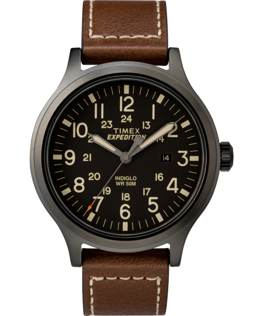 Timex Expedition Scout 43mm Leather Strap Watch TW4B11300 43 mm kol saati