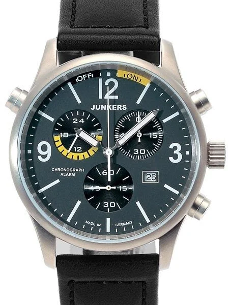 Junkers Chronograph Titanium Watch with Alarm Function #6296-5 kol saati