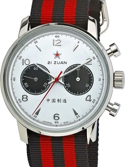 Seagull 1963 Scratch and Dent - Hand Wind Mechanical Chronograph with White Dial #6488-2901W 6 SND281 42 mm kol saati