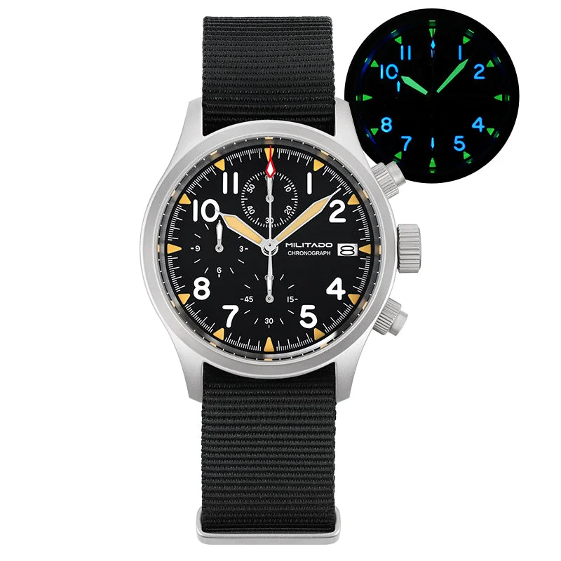 MILITADO Retro VK67 Quartz Chronograph Watch - 3 Dial eu-pre-owned-militado-vk67-quartz-chronograph-watch-3-dial 46.5 mm kol saati
