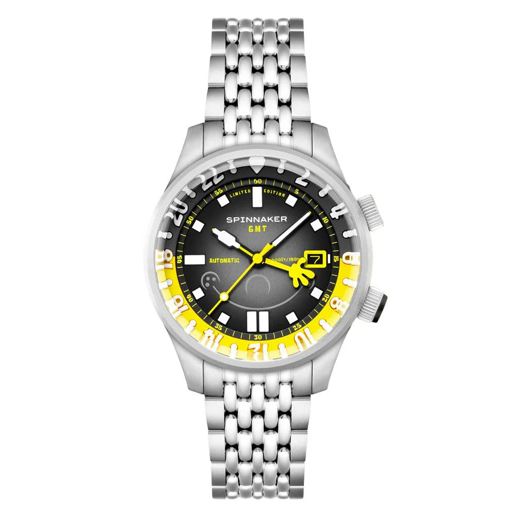 Spinnaker Spongebob Bradner GMT Bubbly Grins in Spongebob Yellow #SP-5162-11 kol saati