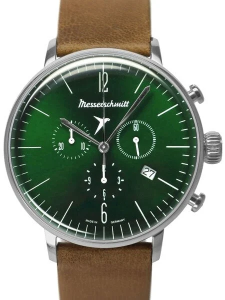 Messerschmitt Bauhaus Swiss Quartz Chronograph Watch with 12-Hr Totalizer #ME-4H184 kol sa