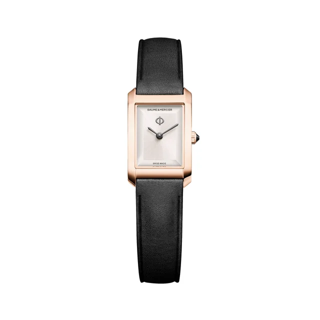 Baume Et Mercier Hampton 10861 Quartz Gold-Tone PVD 28mm - Silver on Leather Strap M0A1086