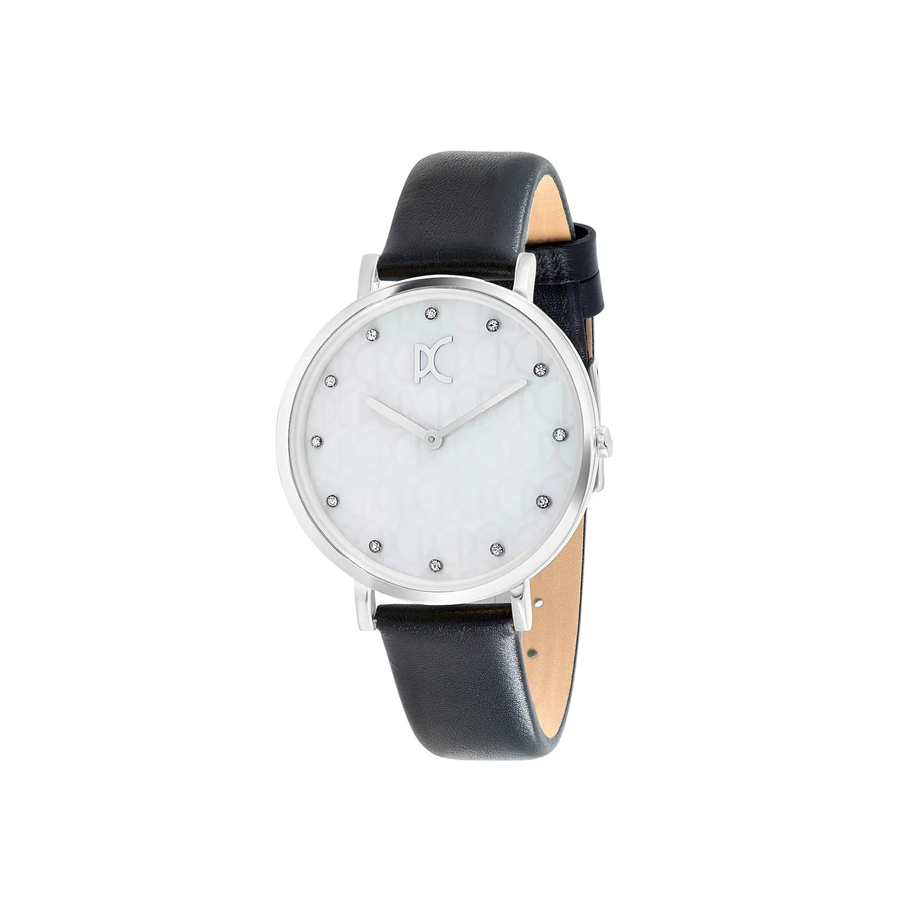BONNE NOUVELLE WOMENS Bonne Nouvelle Mother of Pearl Look and PC Monogram Dial with Black Leather Strap CBN.3049 36 mm kol saati